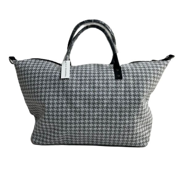 NWT Lulu Dharma Gray Houndstooth Weekender Overnight Crossbody Travel Tote - Picture 1 of 12